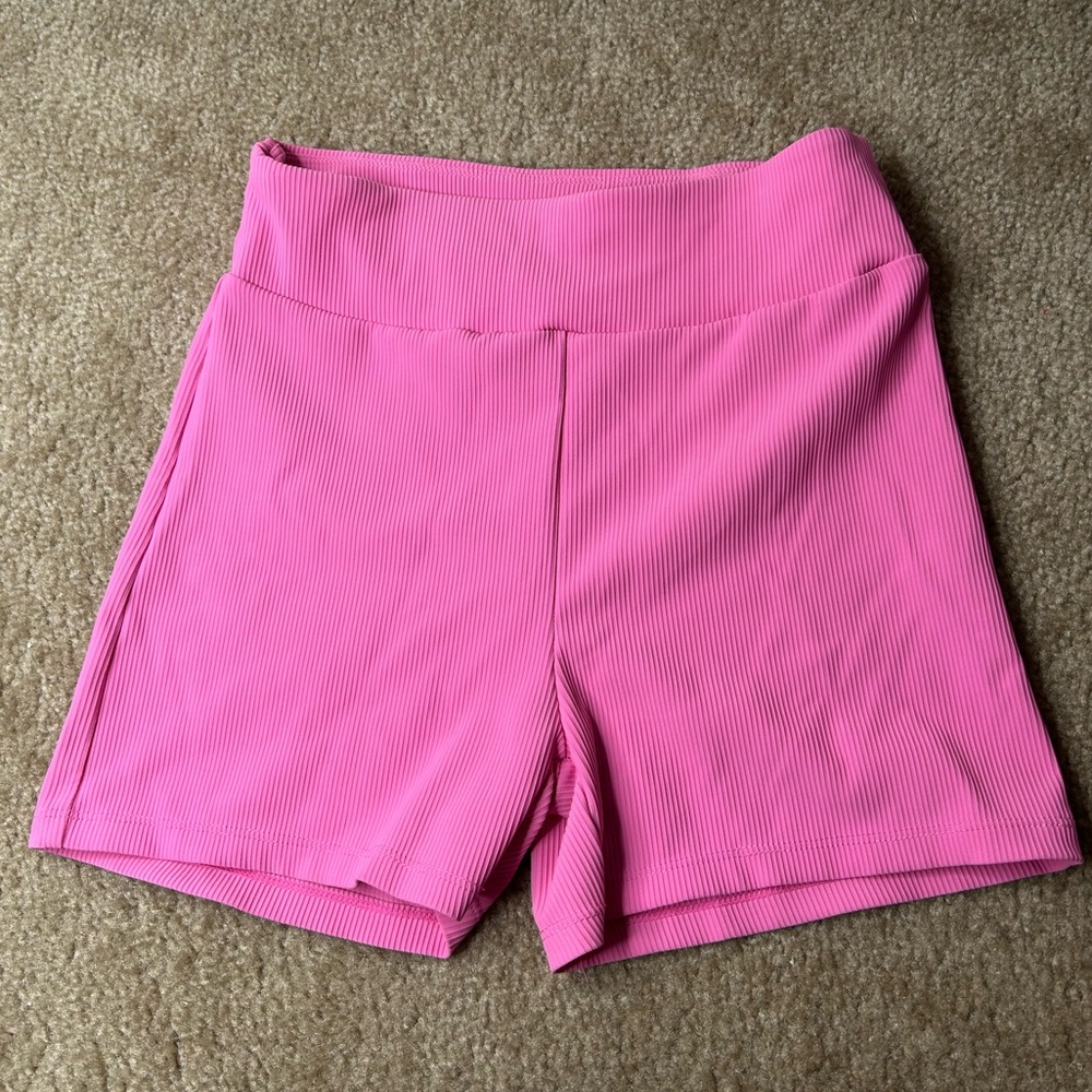 South Beach Pink Ribbed Shorts 3” Size 8